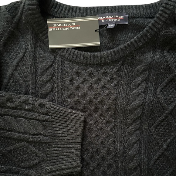 NWT Roundtree & Yorke 4X 4XL Navy Wool Blend Fisherman Style Sweater - Picture 6 of 7